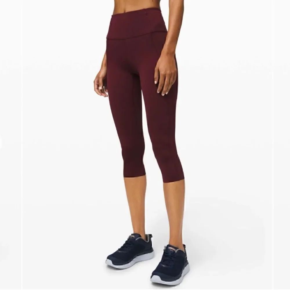 Lululemon Fast & Free Crop Cassis Red Maroon
